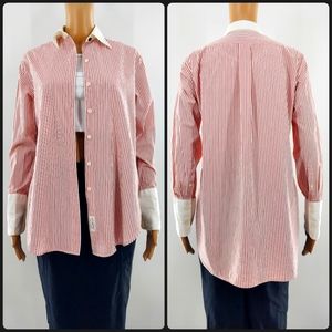 Rag & Bone Silk and Cotton Pinstriped Menswear Button Up XXS